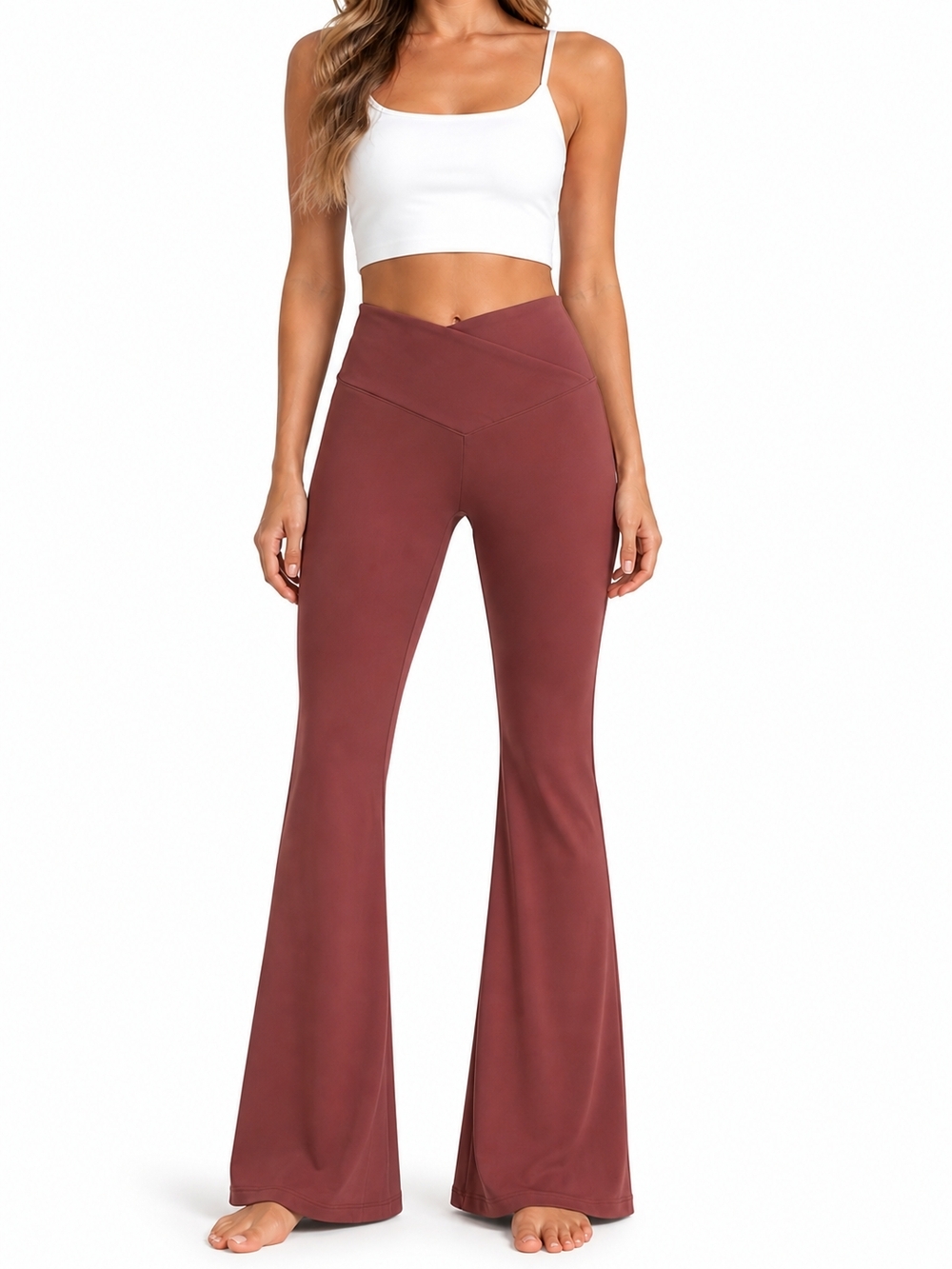 Offline By aerie High-Waist Flare Leggings Pants in Deep Burgundy Size Small
